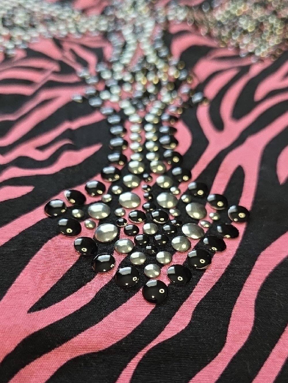 Womens's Pink & Black Zebra-Print Button Down Shirt - Picture 12 of 13